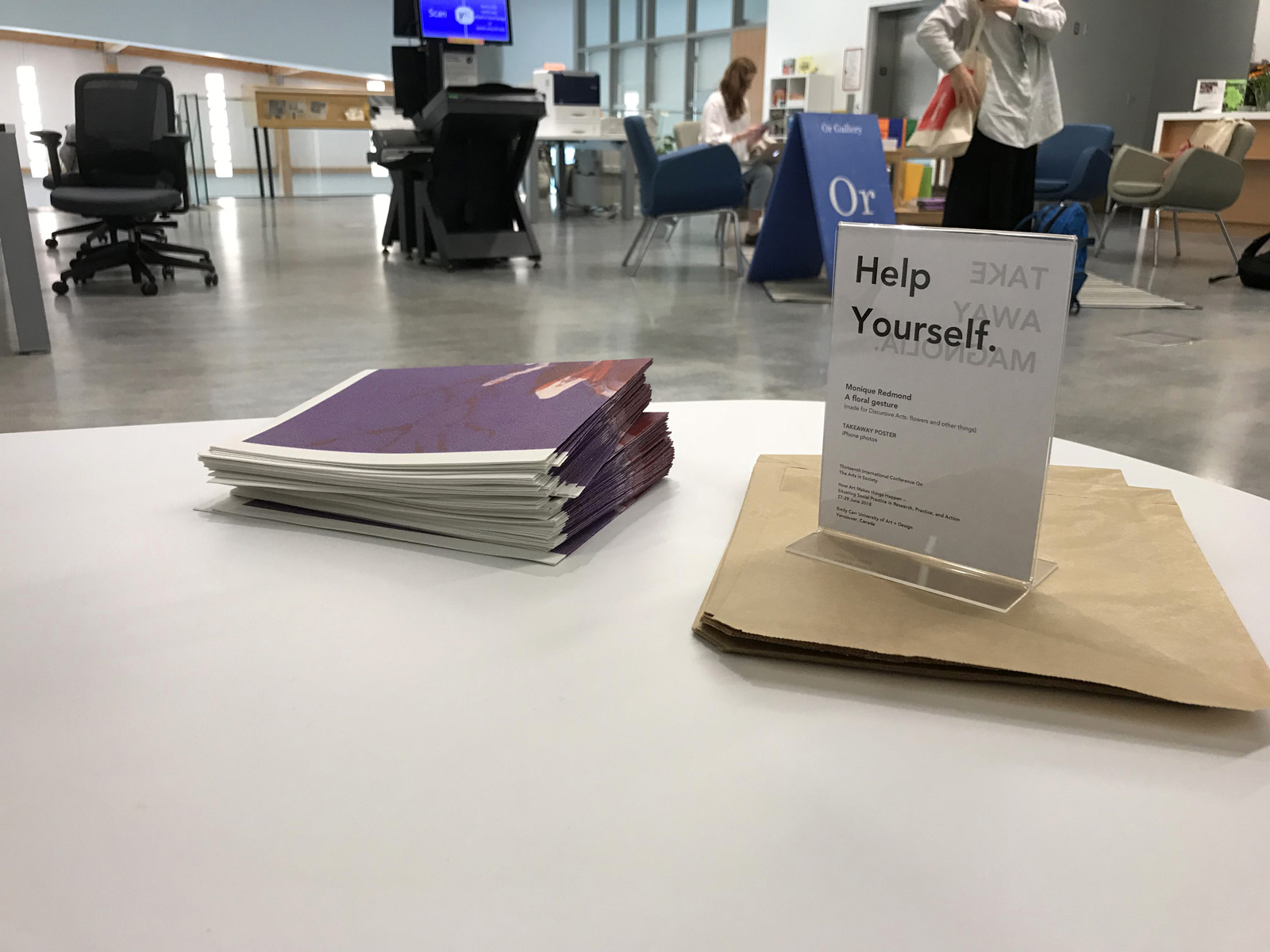 Documentation of iteration 2, The Arts in Society conference, 
            Emily Carr University of Art + Design, Vancouver, Canada, 2018.